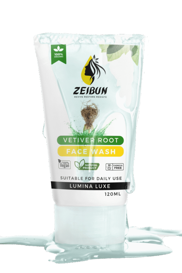 Vetiver Root Face Wash Gel by Zeibun Pakistan – natural deep cleansing gel for glowing skin.