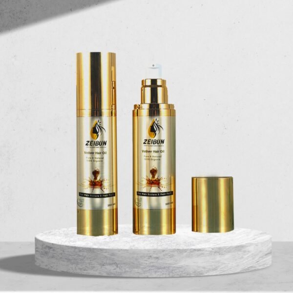 Zeibun Vetiver Root Hair Oil – organic anti-dandruff and hair growth oil for strong, shiny, healthy hair in Pakistan.