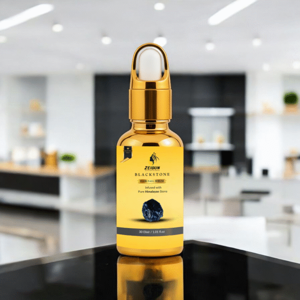 Applying Black Stone Anti Hairfall Serum to scalp – Zeibun natural hair care in Karachi Pakistan.