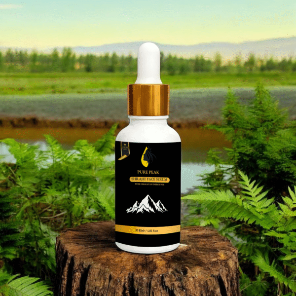 Close-up of Zeibun Shilajit Serum texture showing natural, smooth, hydrating organic beauty formula for face glow.